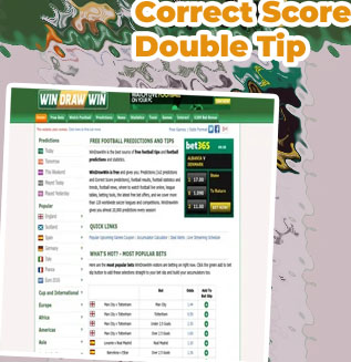 Correct score double tips free football betting tips today