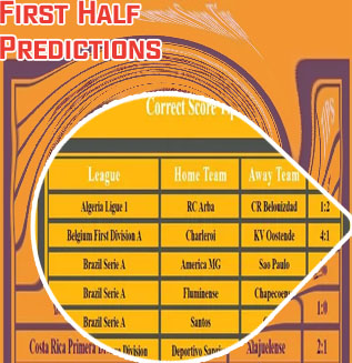First half correct score prediction